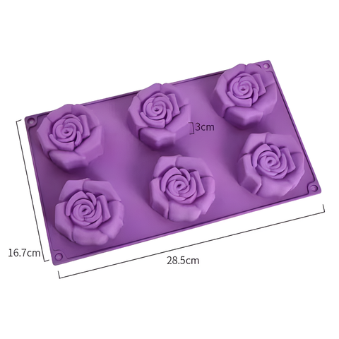 Molde Repostería 6 Rosas Abiertas