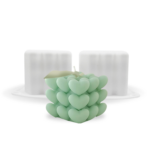 Molde de Silicón Cubo Rubik Love Dúo Vela