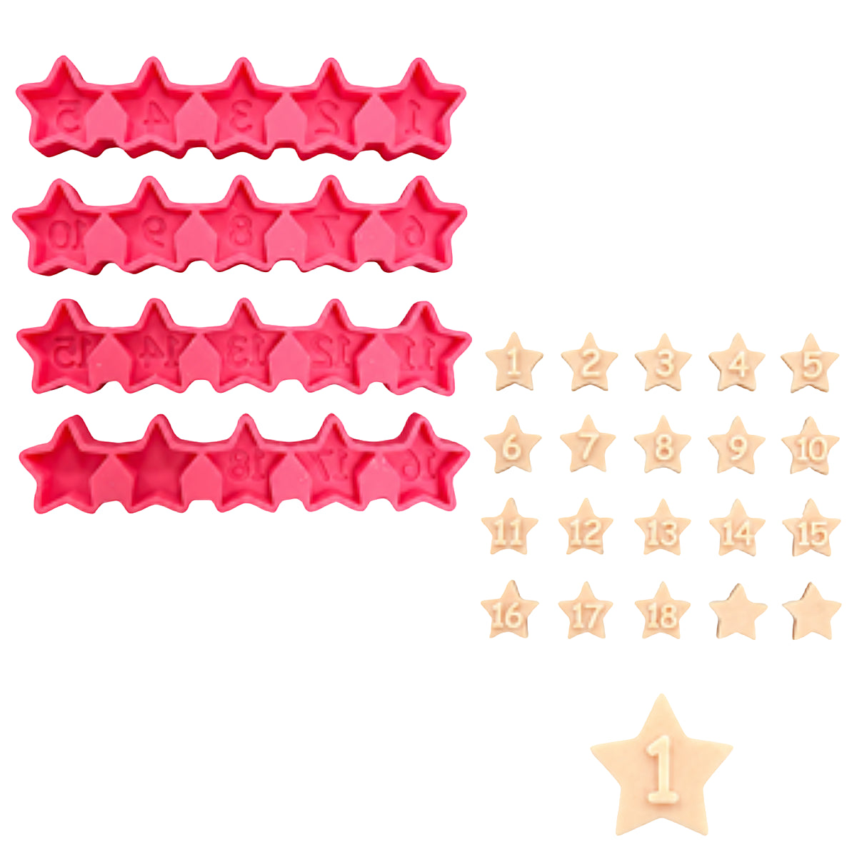 Set de moldes de silicón de estrellas para manualidades navideñas