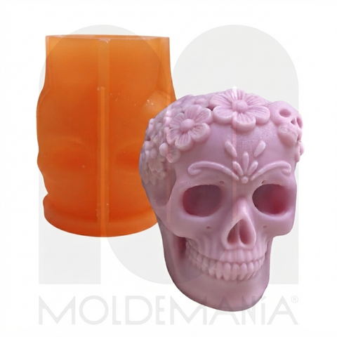Molde Cráneo Floral 3D