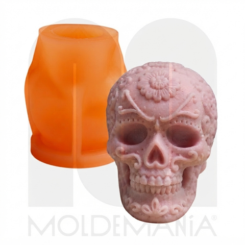 Molde Cráneo 3D Detalles Florales