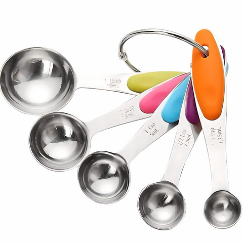 Set 5 Cucharas Medidoras de Metal Mango Anti-derrapante