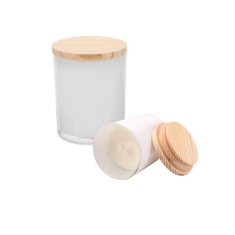 Tarro de Cristal Interior Blanco con Tapa Bambú 210 ml