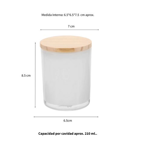 Tarro de Cristal Interior Blanco con Tapa Bambú 210 ml