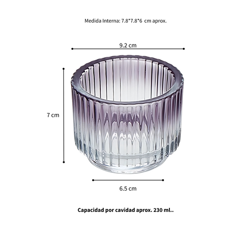 Frasco Porta Vela Rayas Morado 9.2x7cm 230 ml