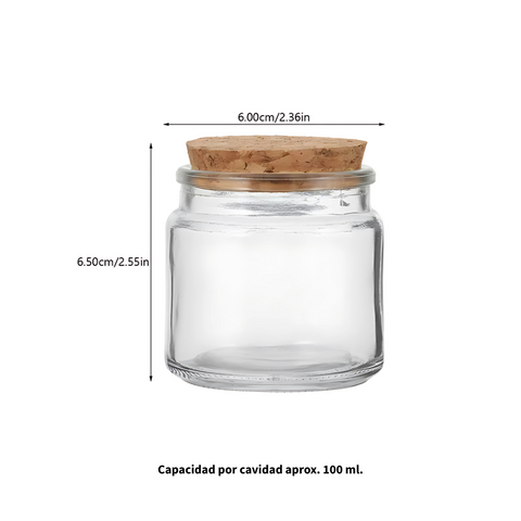 Frasco de cristal con tapa de corcho 100 ml.