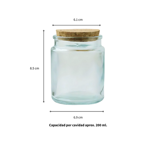 Frasco de cristal con tapa de corcho 200 ml.