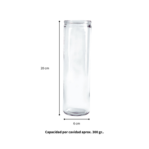 Vaso para Veladora Alto y Liso 6x20 cm