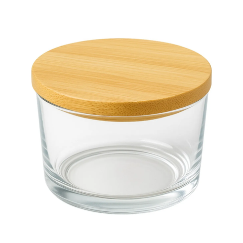 Vasos de Vidrio con Tapa de Bambú Grandes