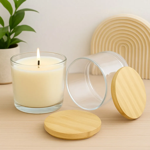 Vasos de Vidrio con Tapa de Bambú Grandes