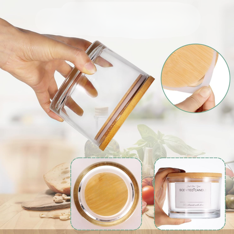 Vasos de Vidrio con Tapa de Bambú Grandes