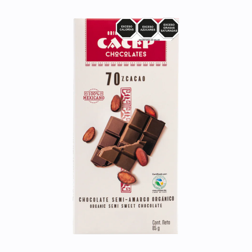 Barra de Chocolate 85 g CACEP 70% Cacao Semi amargo