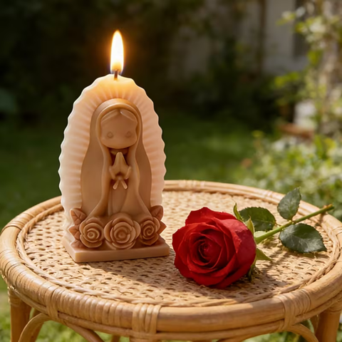 Molde Virgencita con Flores 3D