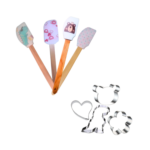 Kit espátulas con cortadores de galletas + molde sorpresa