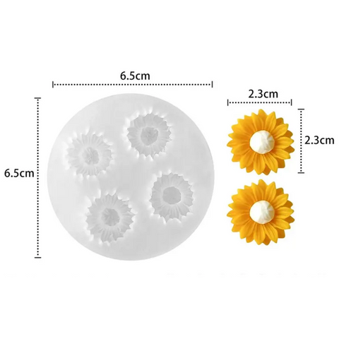 Molde Circular 4 Girasoles para Fondant 2 cm