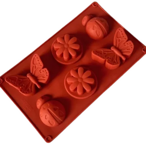 Molde de Mariposa y Catarina con Flores 6 Cavidades