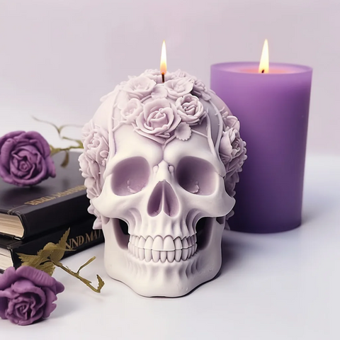 Molde de Calavera con Rosas 3D para Vela Día de Muertos