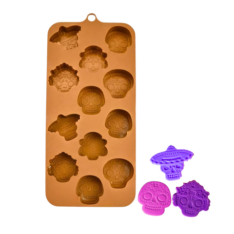 Molde 12 Catrinas Skull Repostero