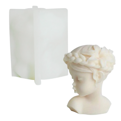 Molde de Nena con Trenzado de Flores 3D para Vela, Molde de Silicón