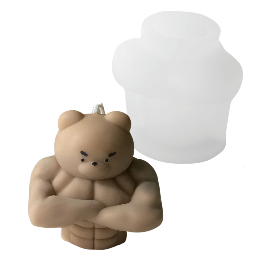 Molde de Oso para vela, molde de Silicón oso Musculoso Grande