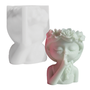 Molde para Maceta y Florero Niña En Silencio Molde de Silicón
