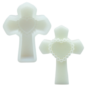 Molde de Silicón Cruz con Corazón Vela Religiosa