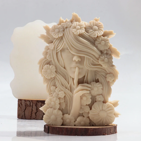 Molde de Mujer Diosa con Flores 3D para Vela