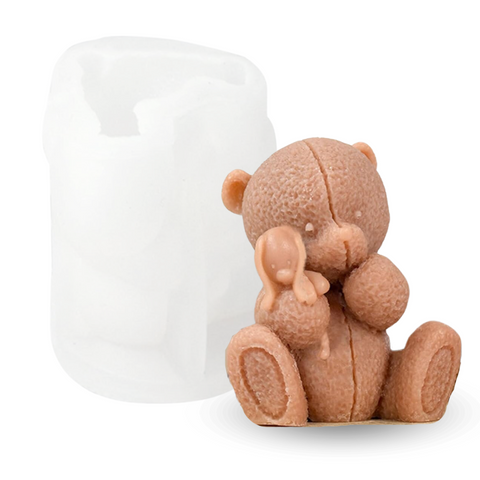 Molde Oso de Peluche Con Conejito 3D