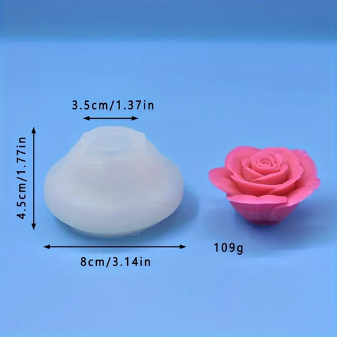 Molde 3D Rosa para Vela Molde de Silicón 8 cm