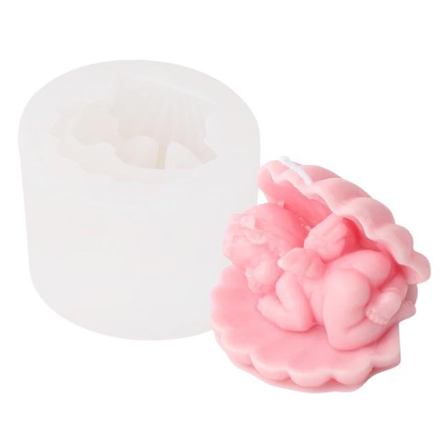 Molde de concha con ángel 3D bebé shell - Moldemanía