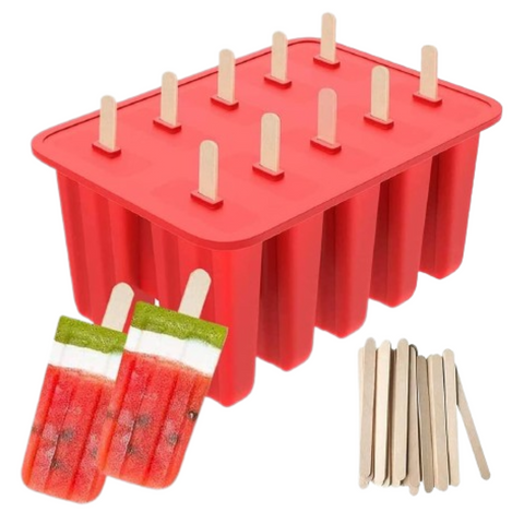 Molde 10 Paletas Hielo con Palitos de Madera