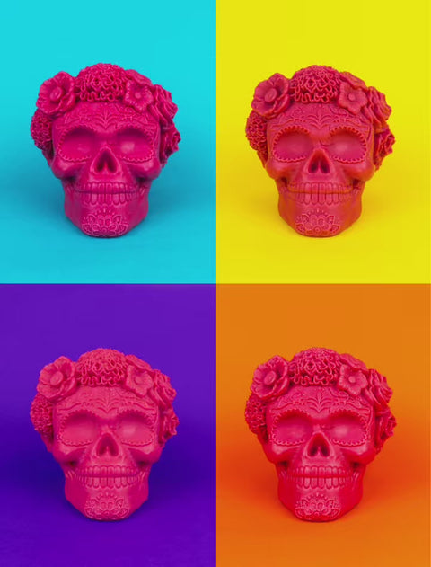 MOLDE CALAVERA CON FLORES 3D.MOLDE PARA VELAS.MOLDEMANIA