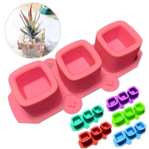 Molde 3 Macetas Cuadradas