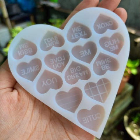 Molde 14 Corazones Resina